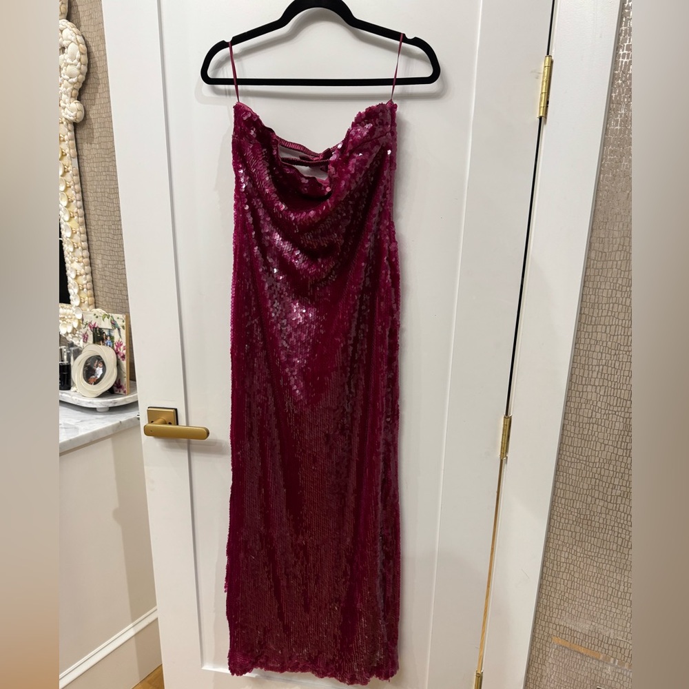 Anthropologie Strapless Sequin Dress/IF BY SEA - Maroon - Picture 5 of 7